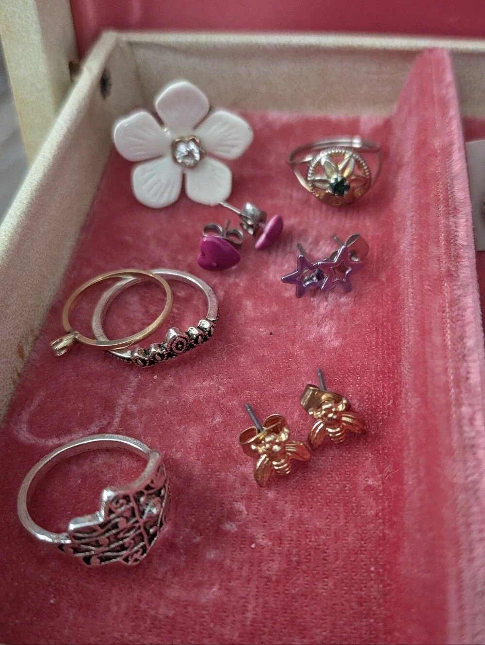 Girls Costume Jewelry Lot Bundle – Rings Earrings Bracelets Charms 54 pc